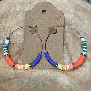 Boho Beaded Gold Hoop Earrings